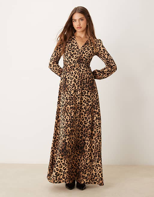 animal print wrap dress Medium length dress in a woven viscose blend Animal Coast Long Sleeve Chiffon