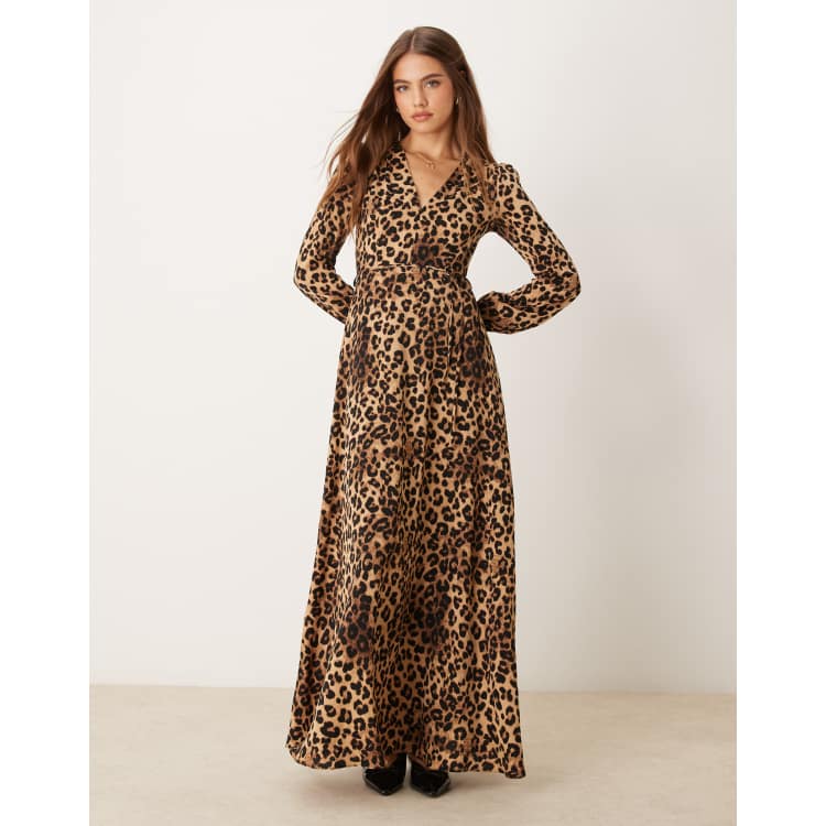 Glamorous v neck wrap style long sleeve maxi dress in