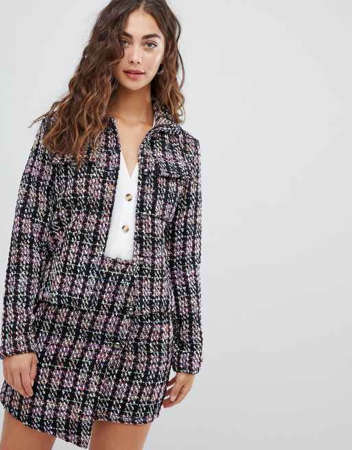 Glamorous Ensemble jupe et veste habill es en tweed textur ASOS