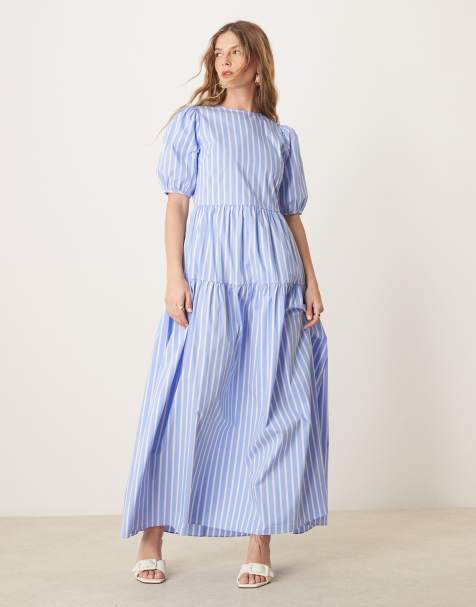 Glamorous - Vestito blu a righe bianche con maniche a sbuffo - view 1