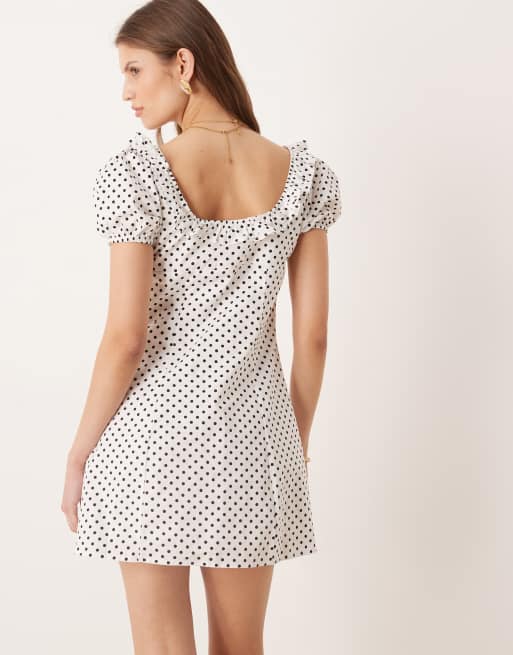 Glamorous - Vestito corto stile babydoll a pois con laccetti sul busto, 4 di 4