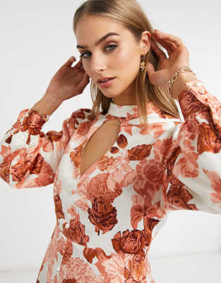 Vestito da giorno midi accollato a fiori rosa-Bianco - Glamorous  donna Bianco - immagine2
