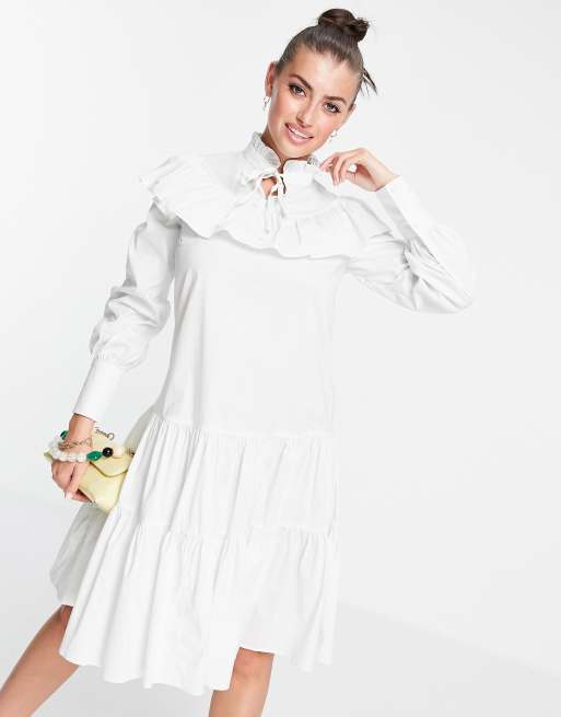 Glamorous - Vestito grembiule a balze accollato con sovrapposizione con volant