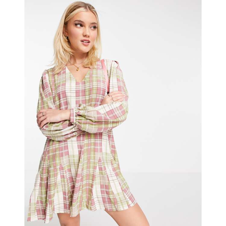 Asos Donna Abbigliamento Vestiti Vestiti grembiule Vestito grembiule corto comodo in velluto a quadri 