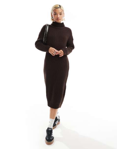 Glamorous - Vestito midi in maglia pesante color cioccolato - view 1