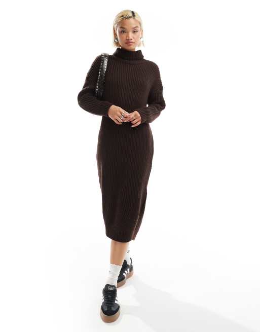 Glamorous - Vestito midi in maglia pesante color cioccolato