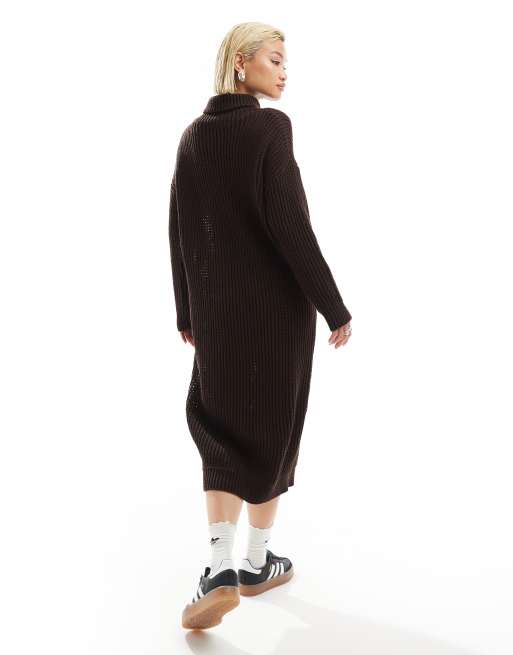 Glamorous - Vestito midi in maglia pesante color cioccolato, 3 di 4
