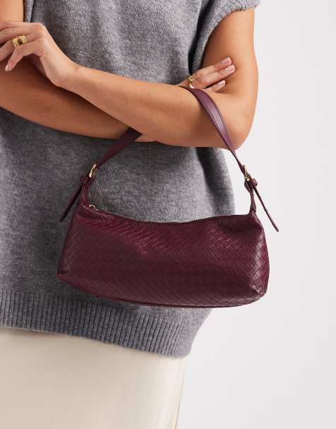 Glamorous – Vinröd, flätad och slouchy axelväska - view 1