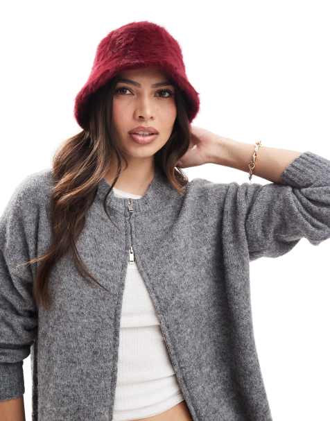 Glamorous – Vinröd solhatt med textur - view 1