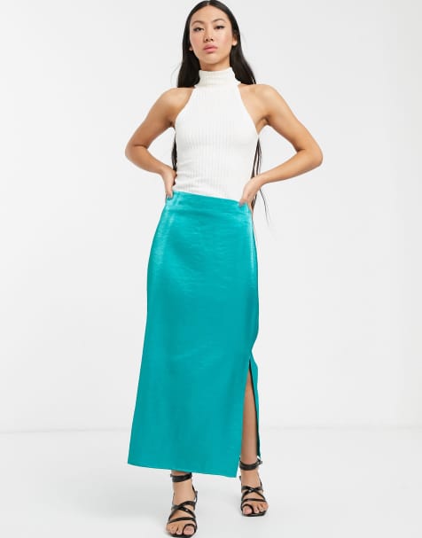 Glamorous – Wadenlanger Rock aus strukturiertem Satin