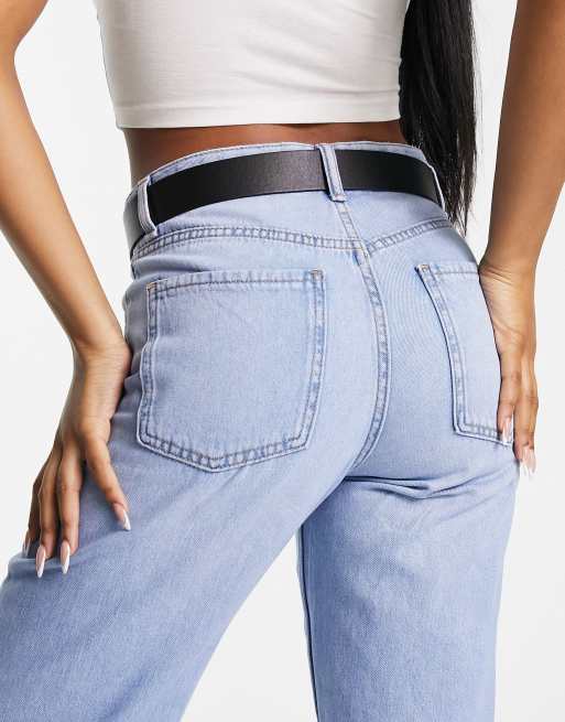 Glamorous waist and hip belt in black with silver minimal round buckle, 3 of 4