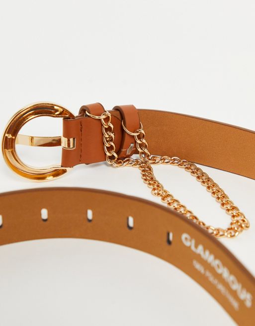 Tan Gold Chain Waist Belt