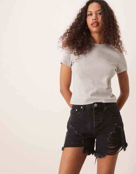 Glamorous Washed black demin shorts in washed black - view 1