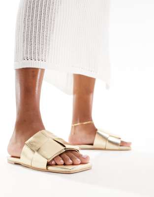 Glamorous Glamorous weave slides in gold