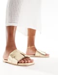 [Glamorous] Glamorous weave slides in gold 39 GOLD