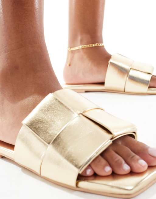 Glamorous weave slides in gold | ASOS