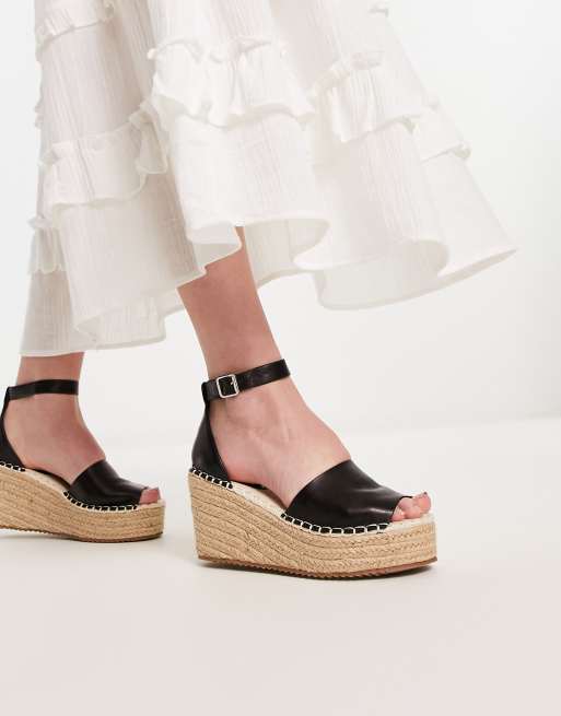 Black Closed Toe Ankle Strap Espadrille Shoes