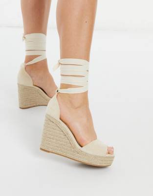 Glamorous wedge espadrille sandals in natural-Neutral