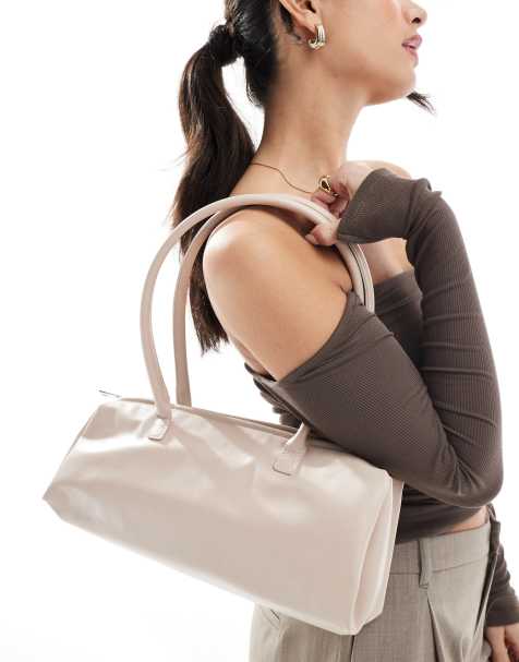 Glamorous – Weiche, lange Schultertasche in Wollweiß - view 1