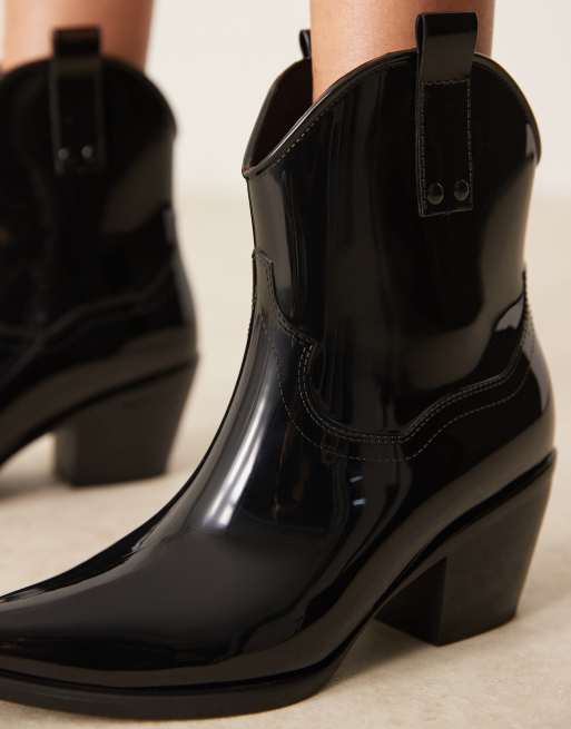 Glamorous welly western boots in black