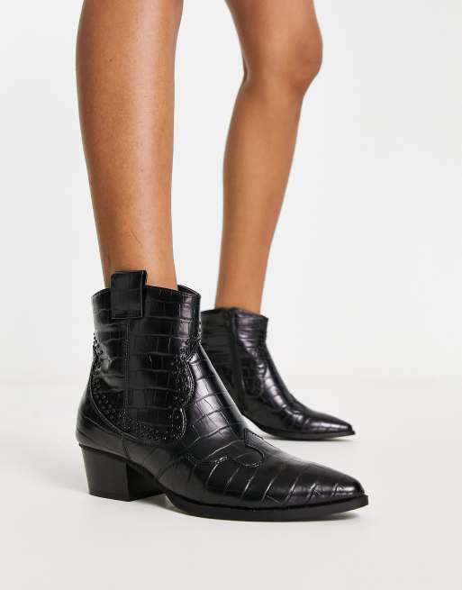 Black croc western outlet boots