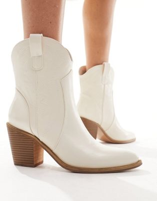 Glamorous western ankle boots in cream - ASOS Price Checker