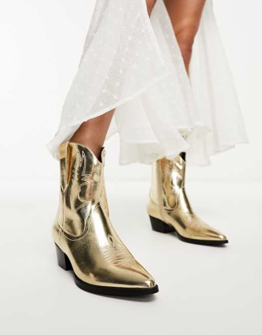 Gold metallic store ankle boots