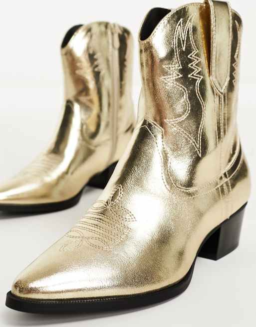 The Lockwood Metallic Cowboy Boot in Gold • Impressions Online