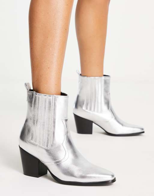 Silver hot sale western booties