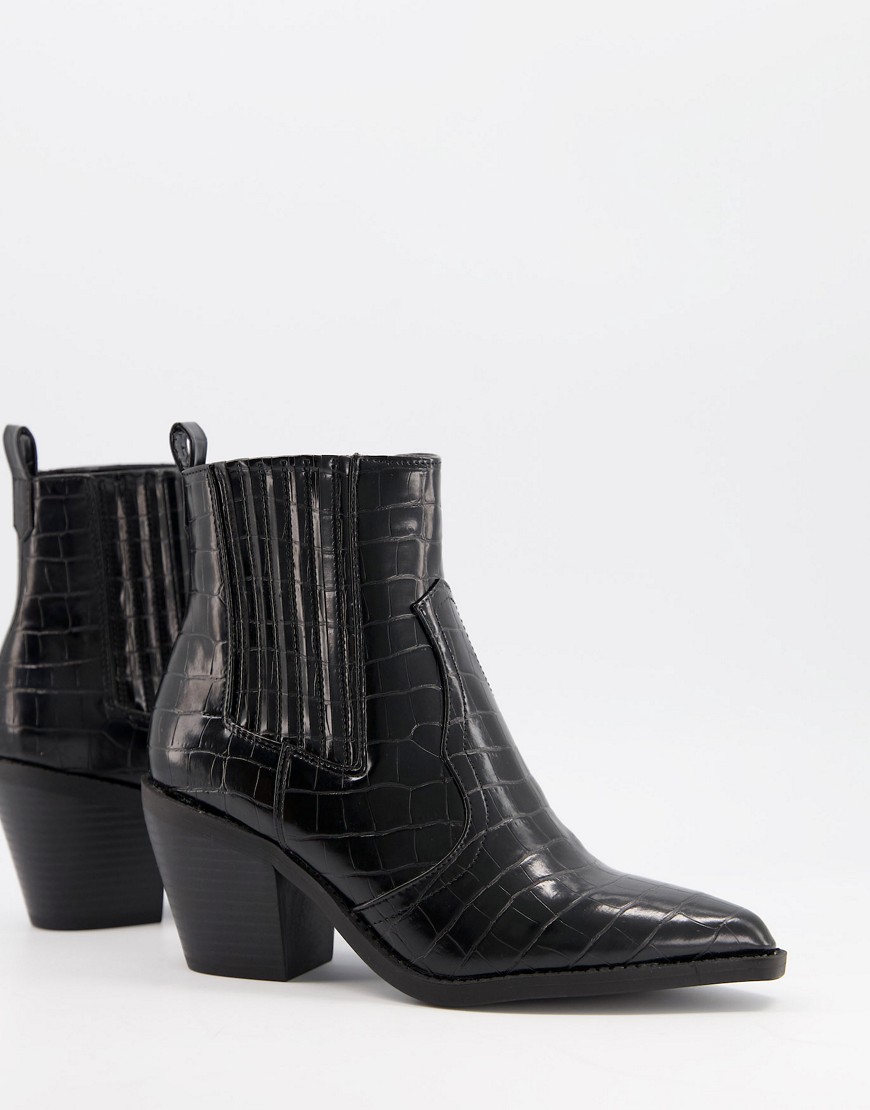 Glamorous Western boots in black croc