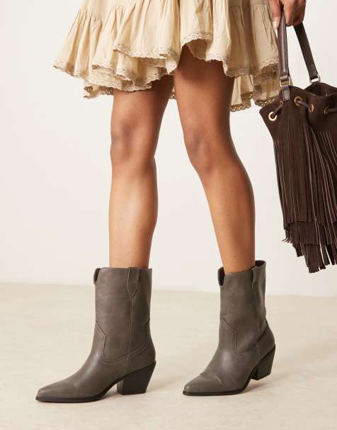 Glamorous - Western enkellaarzen in grijs met wassing - view 1