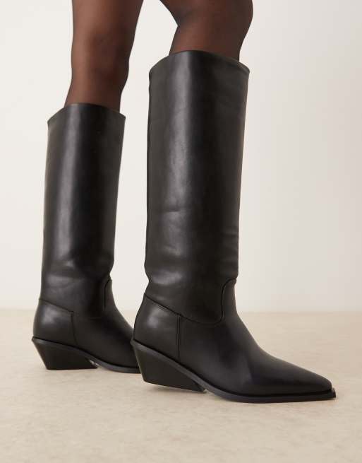 Glamorous western knee boots in black