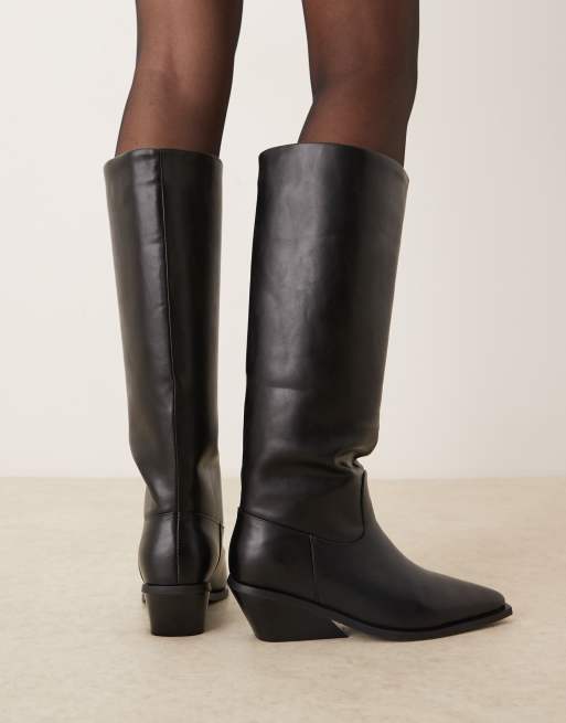 Glamorous western knee boots in black