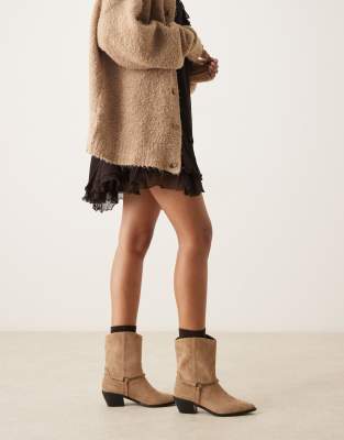 Glamorous Western Low Ankle Boots In Brown