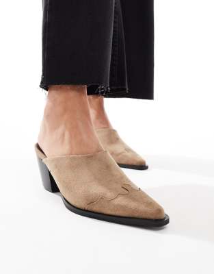  western mules in taupe