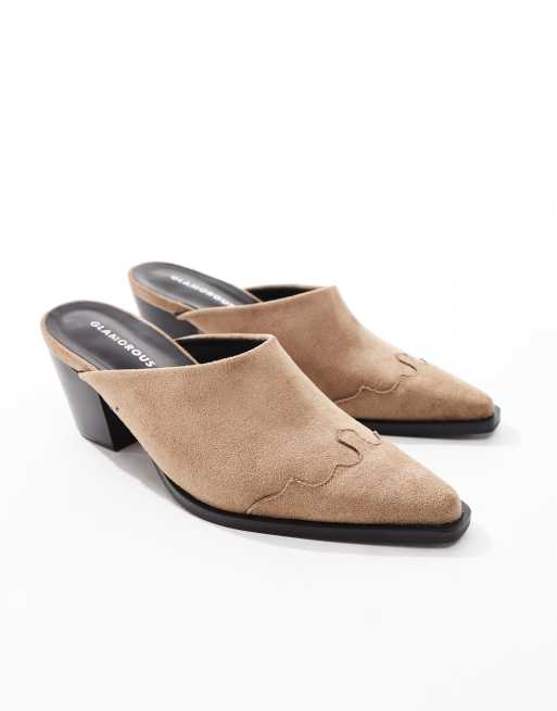 Taupe fashion mules