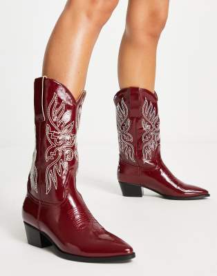 Glamorous - Western-Stiefel in Dunkelrot