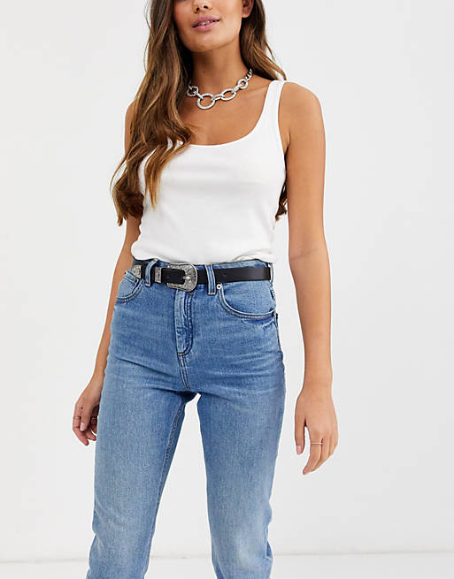 ASOS Leather Double Buckle Western Waist And Hip Belt