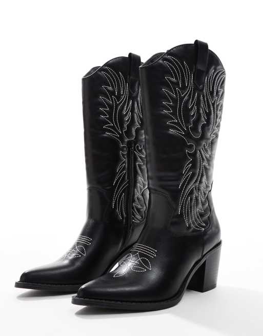 Glamorous Westernstiefel in Schwarz mit Absatz ASOS