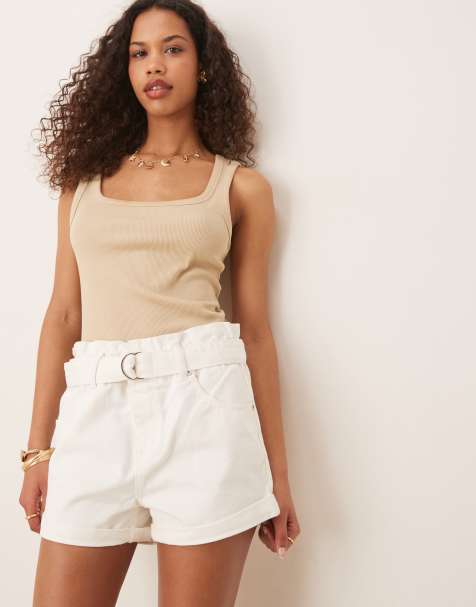 Glamorous white knitted shorts in off white - view 1