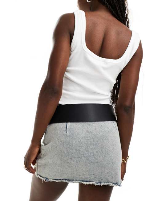 Glamorous wide belt with chunky buckle in black , 3 of 4