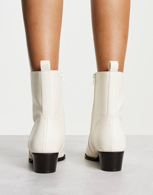 Off white leather outlet ankle boots