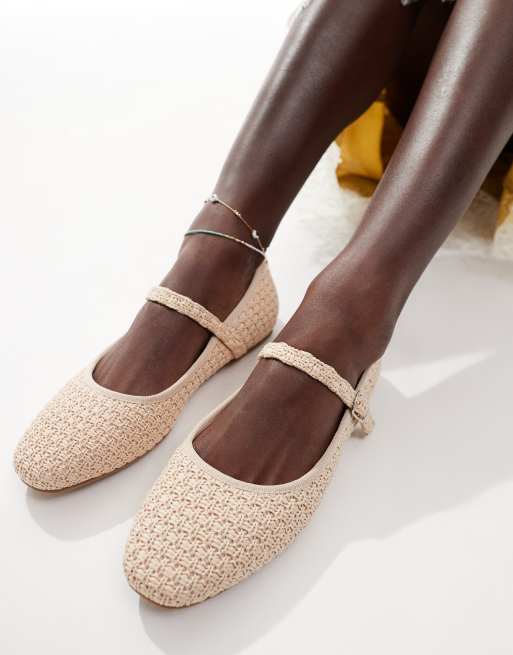 Glamorous Wide Fit - Ballerine Mary Jane a pianta larga in rafia