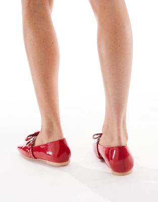 Glamorous Wide Fit Ballet Flats With Bow Details