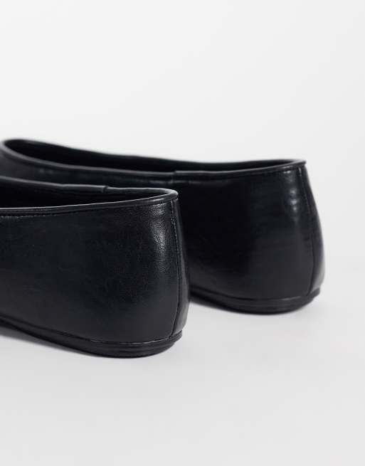 Glamorous Wide Fit ballet flats with toe cap detail in black, 2 of 4