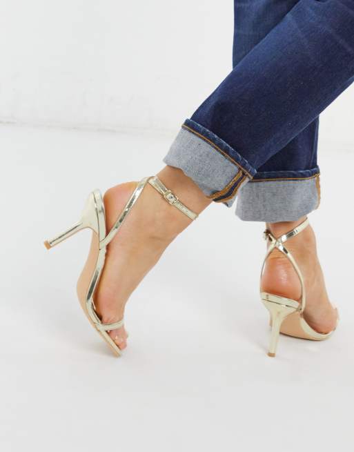 Wide fit gold 2025 barely there heels