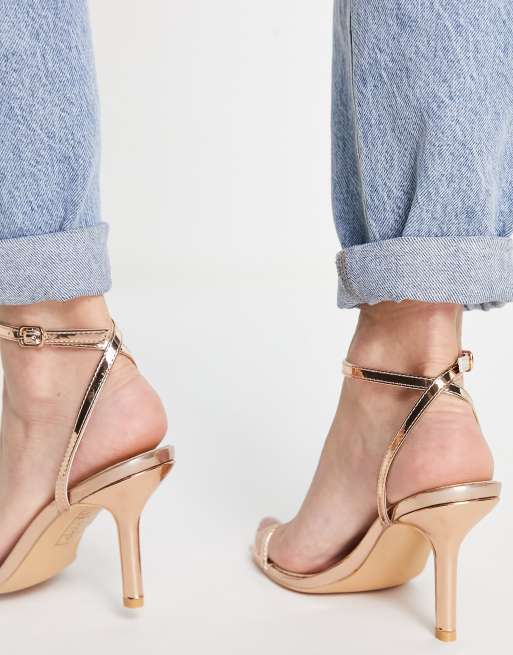 Rose gold pointed sale toe barely there heels