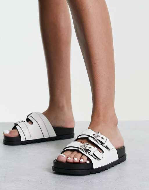 Glamorous Wide Fit – Białe sandały z dwiema klamrami, 4 z 4