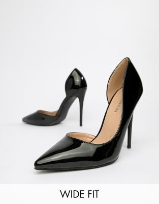 wide fit black court shoes