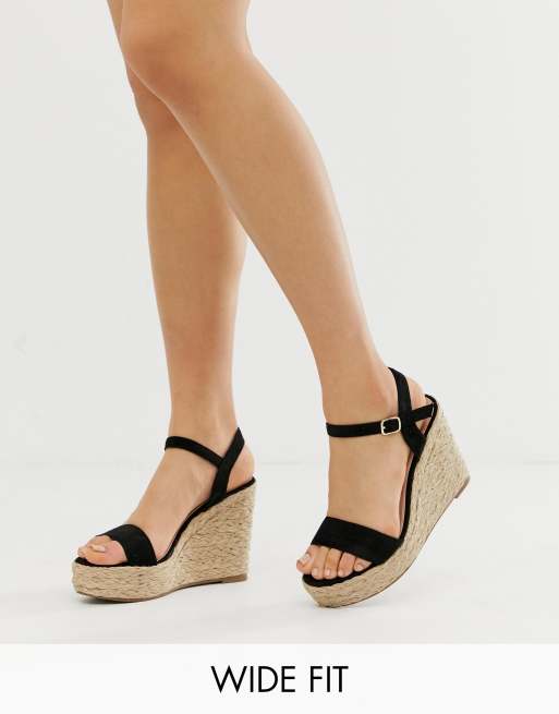 Glamorous Wide Fit black espadrille wedges | ASOS